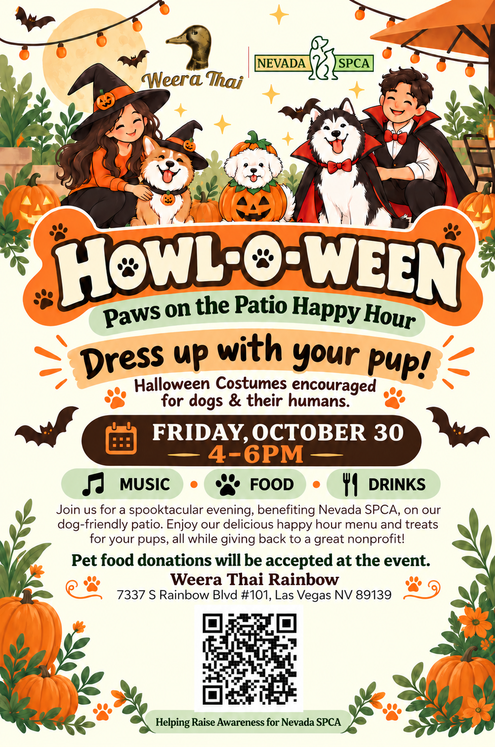 Howl-O-Ween Paws on the Patio Happy Hour at Weera Thai